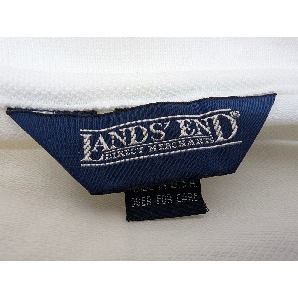 Lands End Mesh Knit Polo Shirt Men's Size L White 100% Cotton Made in USA NWT - Picture 3 of 10